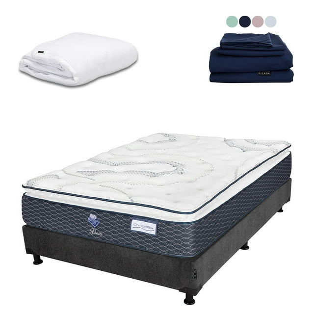 Colchón Matrimonial Dover Spring Air + Box + Protector Cloud + Sábanas Softy