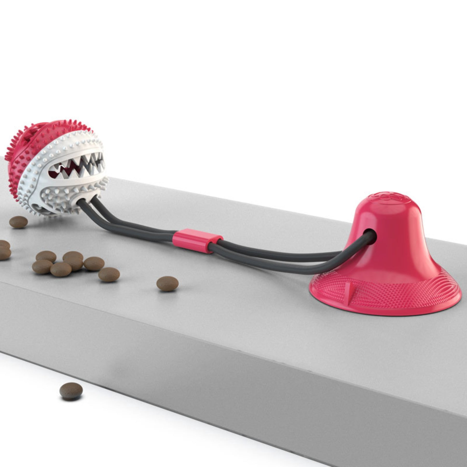 Durable Dog Chew Toy with Sound and Treat Dispenser for Aggressive Chewers Interactive Suction Cup Puppy Teething Ball