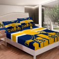 thumbnail image 4 of Ice Hockey Sheet Set King for Teen,Ice Hockey Bed Sheets Set for Adult,Hockey Player Sheets,Ice Hockey City Flat Fitted Sheet with 2 Pillowcases Microfiber(Buffalo),Blue, 4 of 5