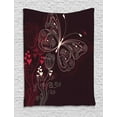 thumbnail image 1 of Romantic Tapestry, Abstract Floral Heart Pattern with Butterfly Motif Romantic Illustration, Wall Hanging for Bedroom Living Room Dorm Decor, 60W X 80L Inches, Maroon Red Beige, by Ambesonne, 1 of 2