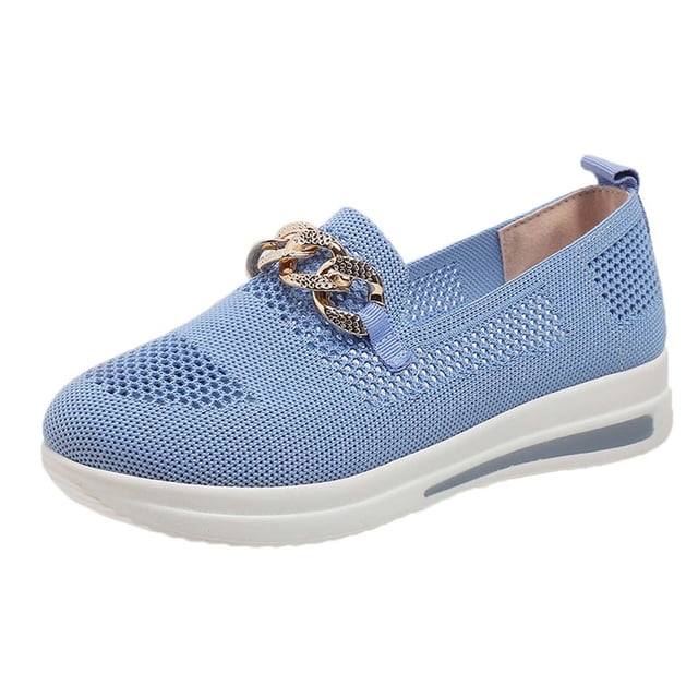 Amzcrzy Zapatos de mujer,Zapatos de mujer,Zapatillas de mujer, Zapatos planos de moda para mujer, zapatillas suaves con decoración de cadena de metal, calzado informal Sandalias Mujer Zapatillas De C