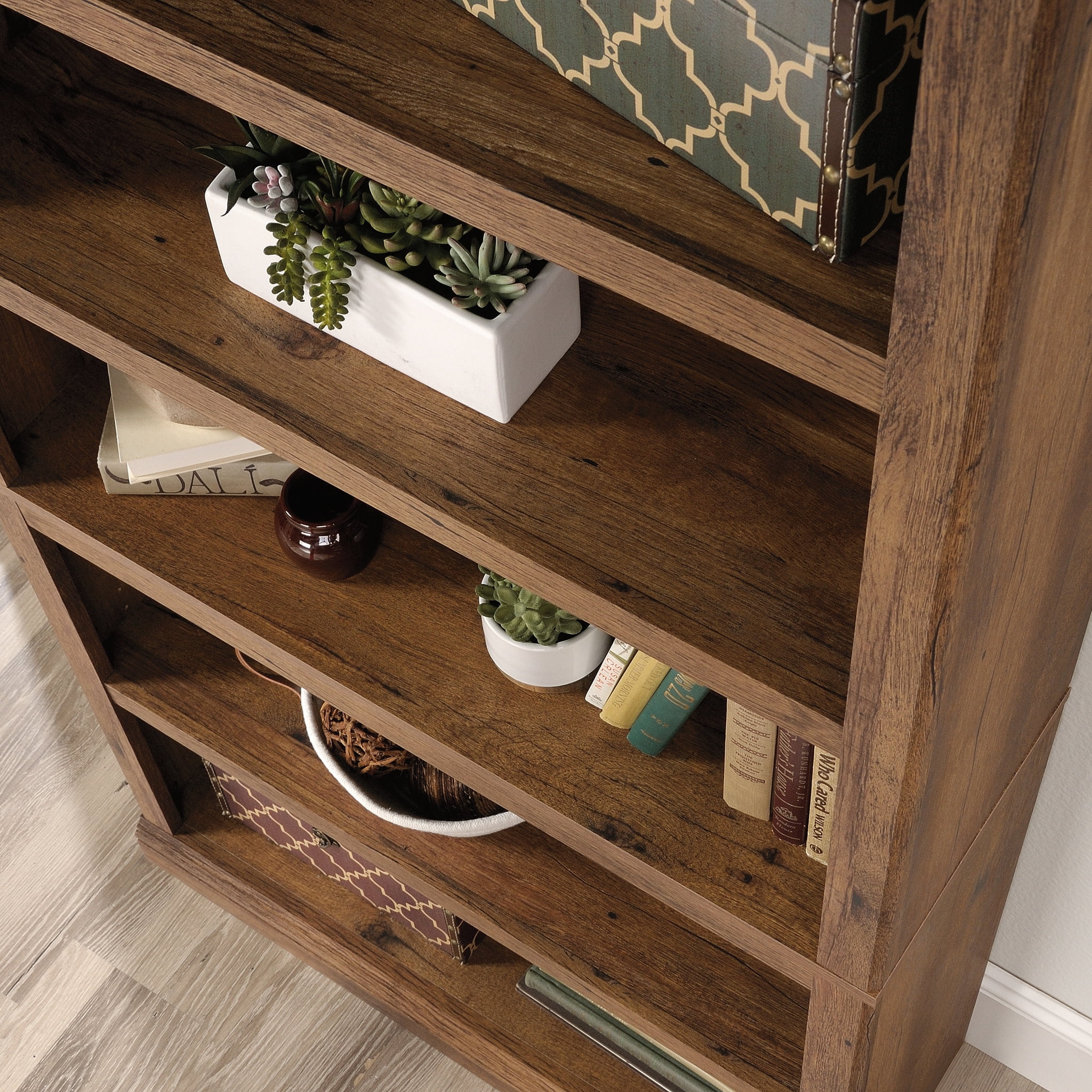 Sauder 5-Shelf Bookcase, Vintage Oak Finish