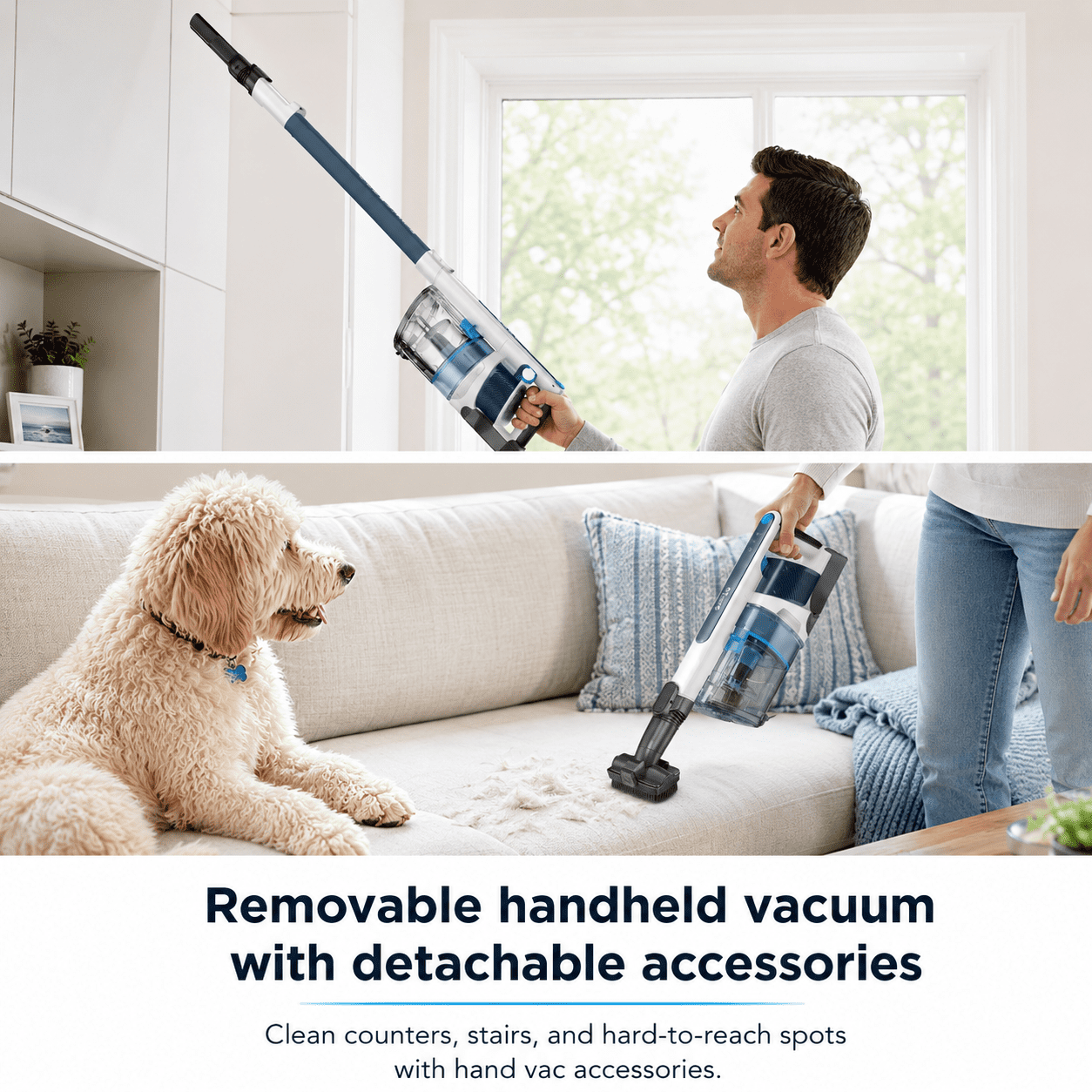 Shark PowerPro Pet Cordless Stick Vacuum, FloorDetect Technology, HEPA Filter, Carpets & Hardfloor, 50 Min Runtime, IZ373H Teal