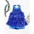 thumbnail image 5 of LiiYii Kids Sparkly Sequins Dance Dress Leotard Girls Jazz Latin Rumba Samba Dance Dress Tassel Royal Blue 8, 5 of 7
