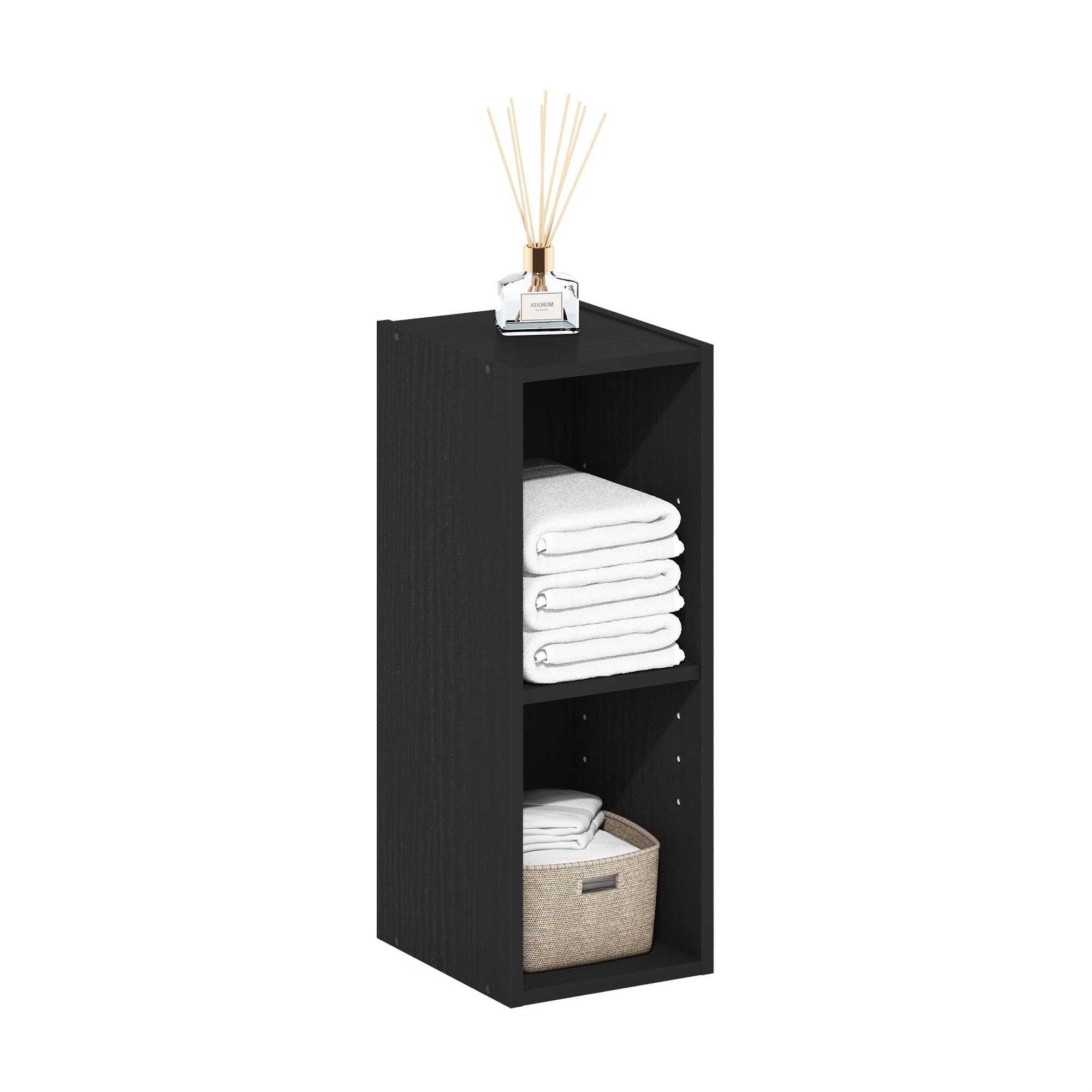 Furinno Fulda 2-Tier Space Saving Storage Shelf Bookcase, 8-Inch Width, Blackwood
