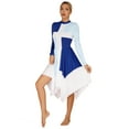 thumbnail image 5 of YIZYIF Womens Praise Worship Dance Dress Long Sleeve Asymmetrical Choir Performance Dancewear Blue S, 5 of 7