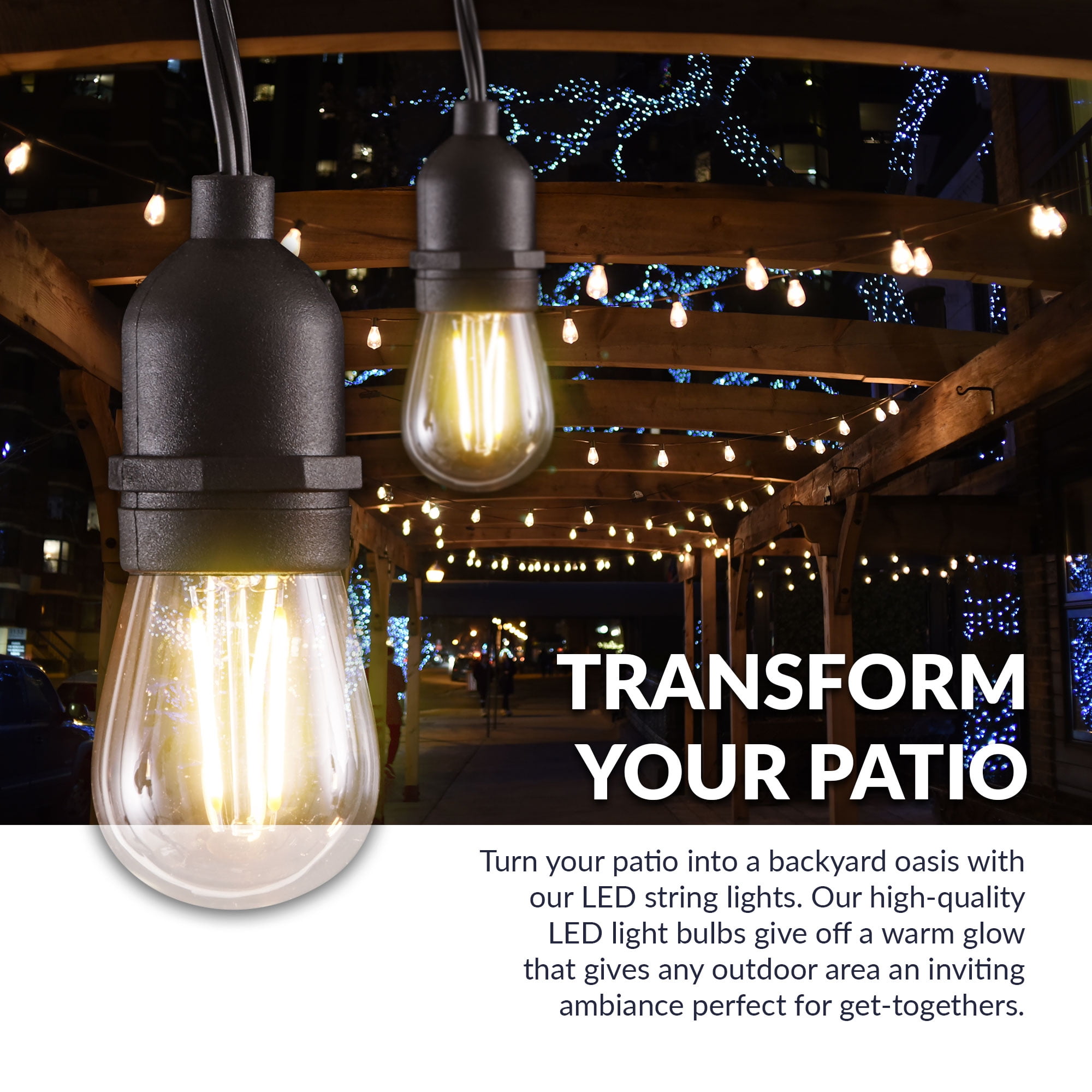 Newhouse Lighting Outdoor Weatherproof Commercial Grade Led String Lights With Hanging Sockets Technology Filament Light Bulbs