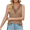 thumbnail image 2 of Giftesty Tank Tops for Women Clearance V-Neck Patchwork Sleeveless Solid Color Loose Top, 2 of 3