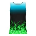 thumbnail image 3 of Penkiiy Mens 3D Flame Tank Top Novelty Graphic Breathable Sleeveless Flame Print Beach Shirt 2XL Green, 3 of 4