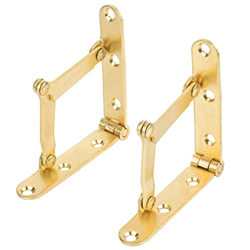 Brass Plated Drop Front Desk Hinge | Pack of 2 | 180 Degree Opening | Slant Top Desk Lid Hinges | UA-250-HPB