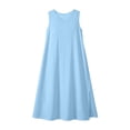 thumbnail image 5 of Maxi Dresses for Women Plus Size with Pockets Solid Color Sleeveless V-Neck Side Slit Backless Comfortable Casual Loose Beach Vacation Outdoor Shift Dresses, 5 of 10