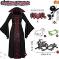 thumbnail image 3 of HBYJLZYG Girls Dress with Lace-Up Front and High Collar, Bell Sleeve Gothic Vampire Maxi Gown for Halloween Themed Party, School Play, and Everyday Wear for Kids, 3 of 4