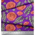 thumbnail image 2 of Soimoi Purple Heavy Canvas Fabric Laurel Leaves & Camellias Floral Print Fabric by Yard 58 Inch Wide, 2 of 3