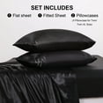 thumbnail image 4 of Ntbay 4 Pieces Silky Satin King Cooling Soft Bed Sheet Set, Includes 1 Flat Top Sheet, 1 Fitted Sheet with Deep Pocket, 2 Envelope Pillowcase, Black, 4 of 5