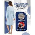 thumbnail image 2 of Casual Nights Women's Long Sleeve Henley Nightgown, Lightweight Cotton Blend Knit House Dress, 5 Button Front Closure & Polka Dot Print, Blue 2XL, 2 of 5