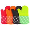thumbnail image 5 of 2 piezas de guantes de silicona, guantes cortos de silicona de tela floral, guantes de silicona, guantes de panal, guantes de semisilicona (rojo), 5 of 5