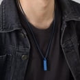 thumbnail image 5 of HOOUN Blue Neckace Simple Design Pendant Cube Stick Pendants Stainless Steel 24'', 5 of 5