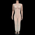 thumbnail image 3 of Women'S Swimwear See Through Lace Mesh Hot Beaded Sleeveless Beach Vacation Essentials,Beige,L, 3 of 6