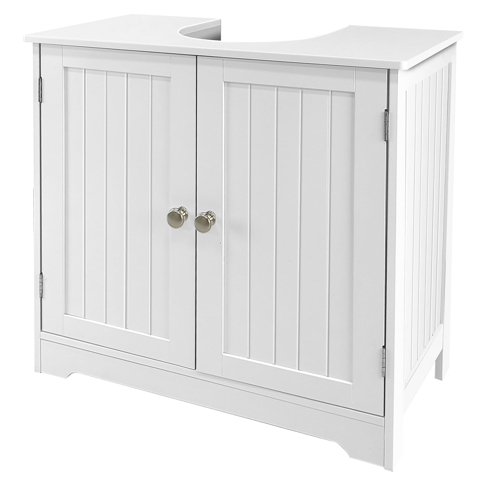 XYJBHB Bathroom Sink Cabinet Gray Pedestal Sink Storage Vanity Organizer with 2 Doors Adjustable Shelf Small Under Sink Unit Space Saver 24" x 12"x 24", White