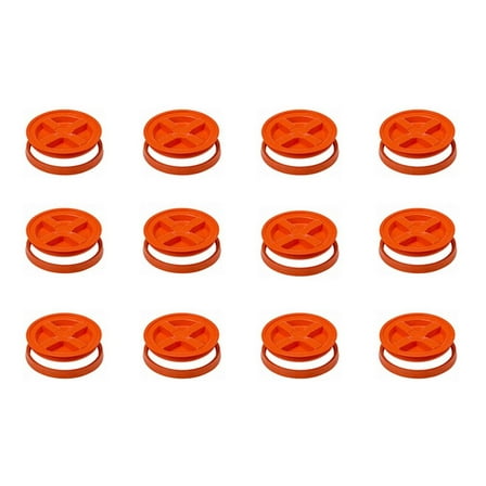 Set of 12 Orange Gamma Seal Lids - Leak-Proof, Twist-Lock Tops for 3.5 to 7 Gallon Buckets