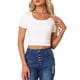thumbnail image 1 of INSPIRE CHIC Blusas Cortas de Verano para Mujeres, Camiseta de Cuello Redondo y Manga Corta, Blanca S, 1 of 6