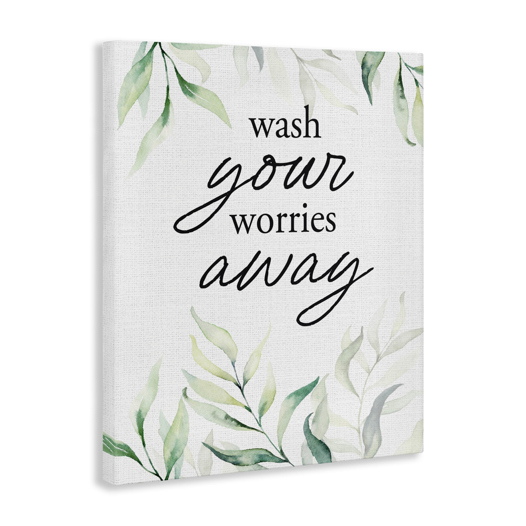 Wash Worries Away Leaves Canvas Wall Art, design by Lettered and Lined