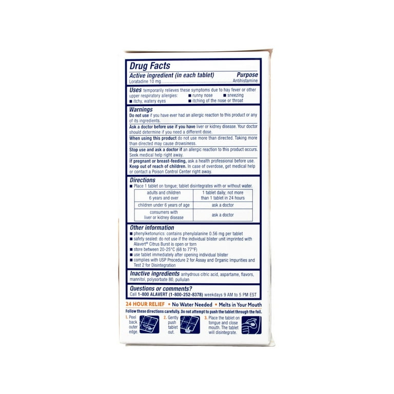 Alavert Allergy Relief 24 Hour Orally Disintegrating Tablets
