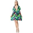 thumbnail image 4 of LA LEELA Women's Beachwear Summer Swim Beach Dress Cover ups for Swimwear Women Short Fall Swimsuit Coverups Tops XL-XXL Black, Leaves, 4 of 4