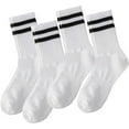 thumbnail image 1 of Deeorla - Calcetines deportivos de rayas para mujer, color café, clásico, retro, 5 pares, 1 of 3