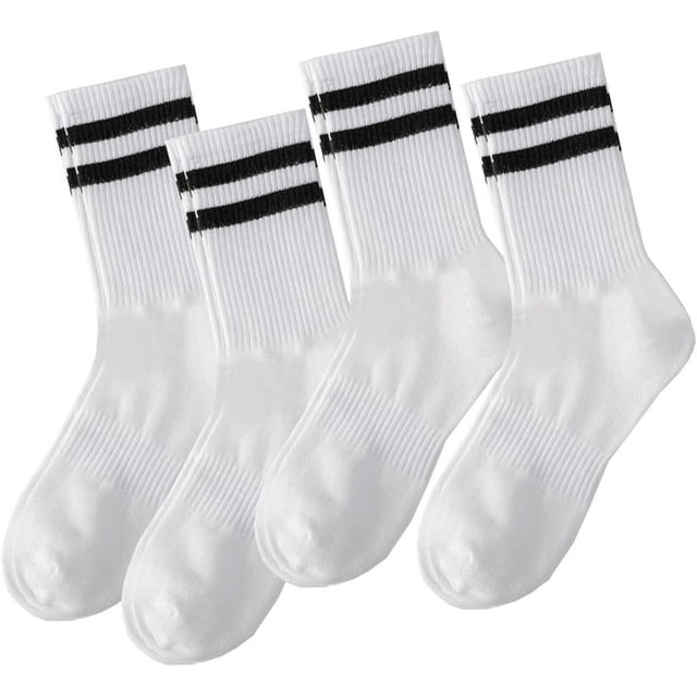 Deeorla - Calcetines deportivos de rayas para mujer, color café, clásico, retro, 5 pares