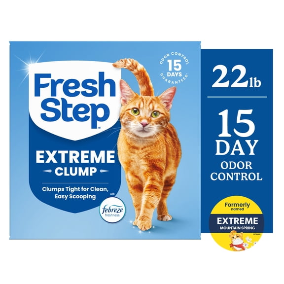 Fresh Step Extreme Clump Multi-Cat Clumping Cat Litter, Febreze Freshness Scent, 22 lb Box