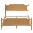 thumbnail image 4 of Traditional Style Rattan Queen Size Bed Frame,No Box Spring Needed,Antique Walnut, 4 of 6