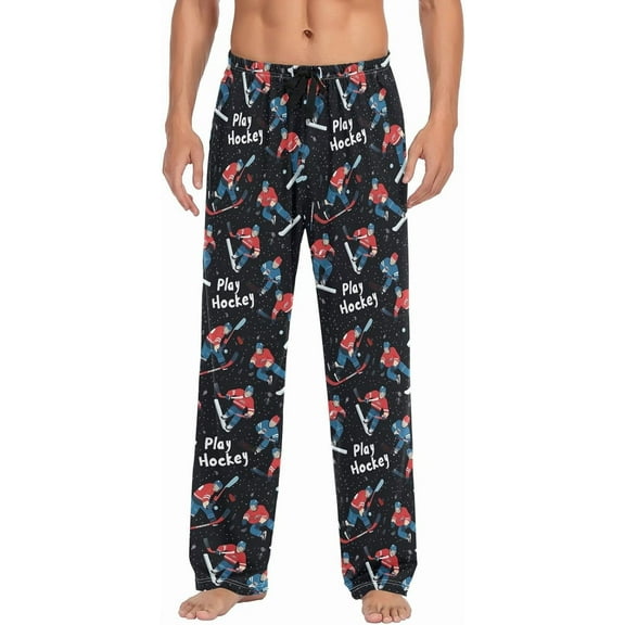 SKQIT Ice Hockey Men's Pajama Pants Soft Comfy Sleep Lounge Pants Pjs Bottoms with Pockets