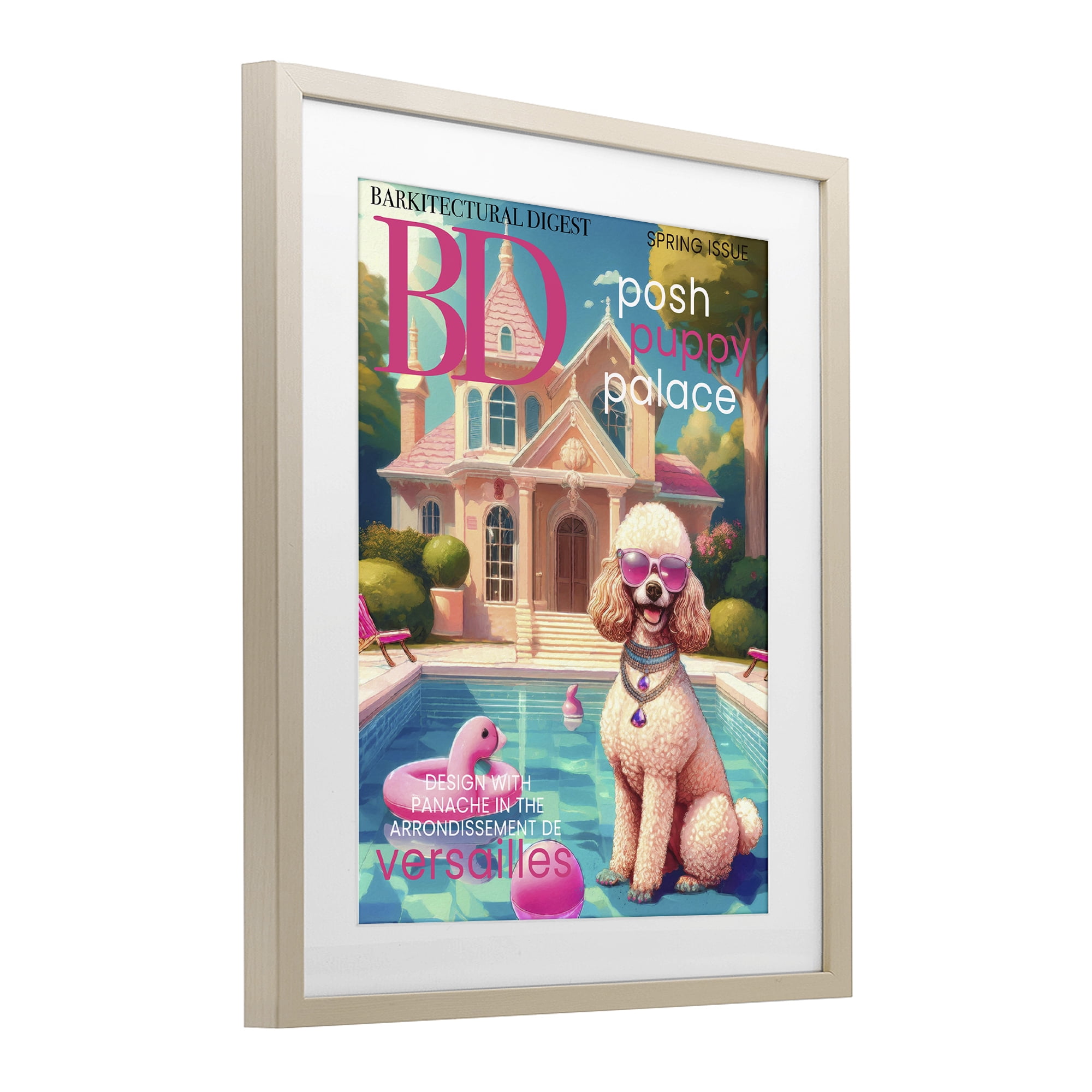 Stupell Industries Poodle Magazine Parody Birch Framed Print Under Glass, design by Grotto Studios