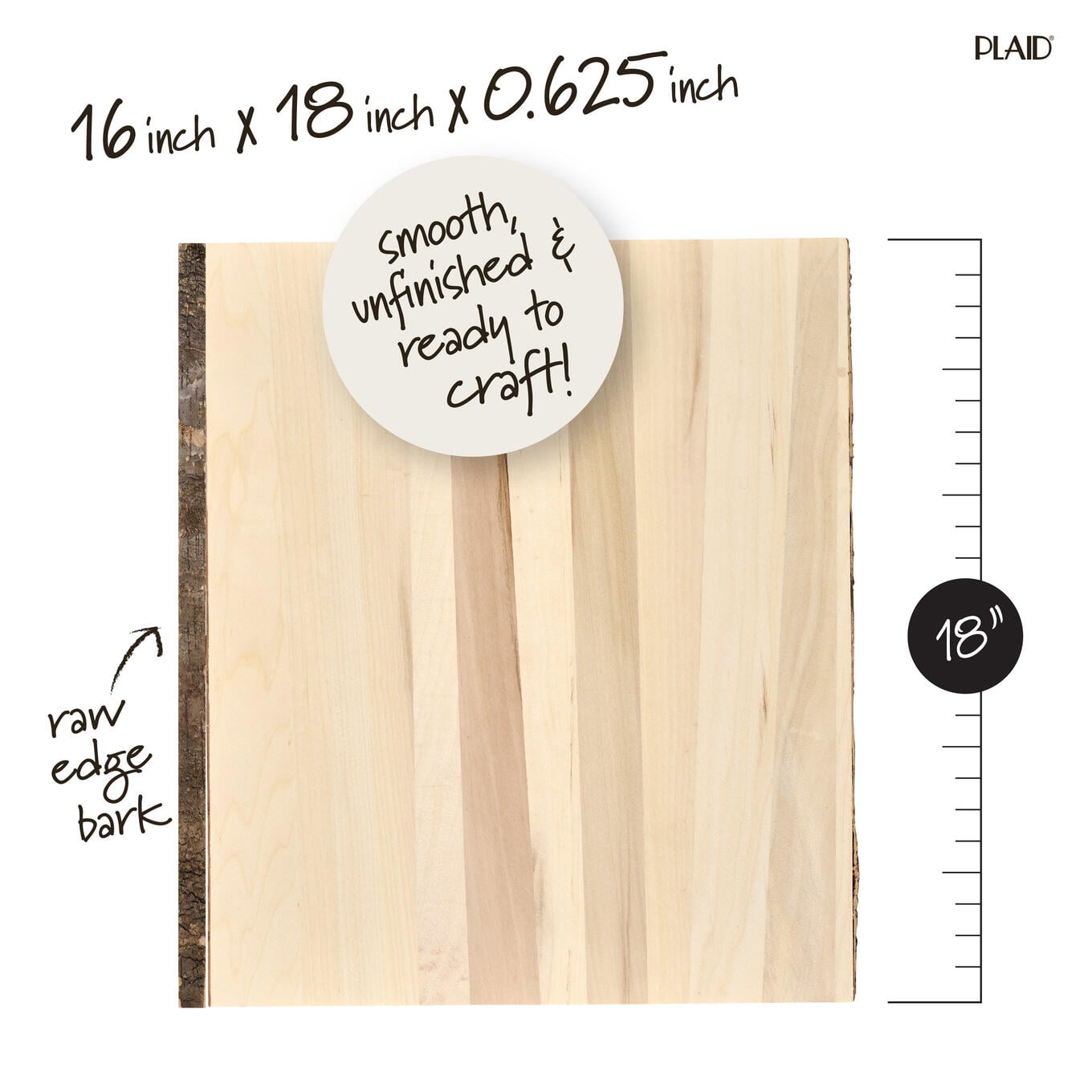 (2 pack) Plaid Wood Surfaces Pine Wood Slice Plank, 16" x 18"