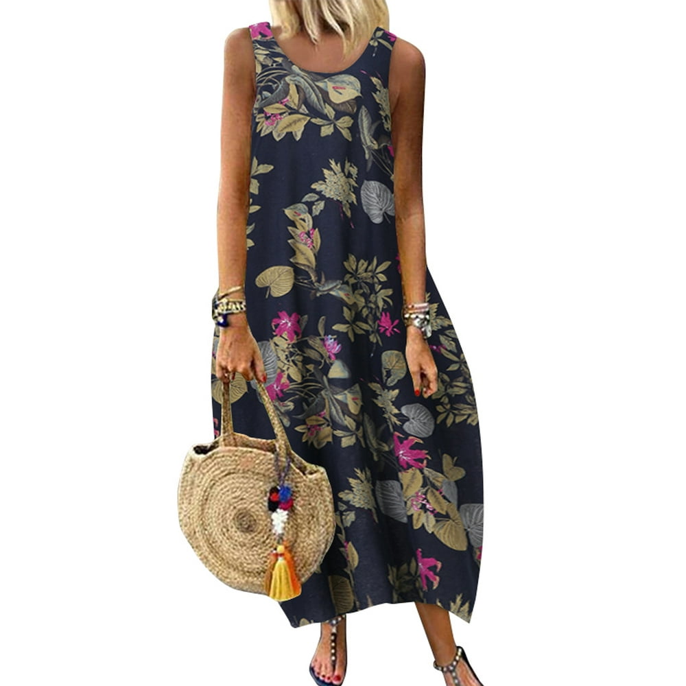 ZANZEA - ZANZEA Womens Dresses Floral Print Sleeveless Beach Holiday