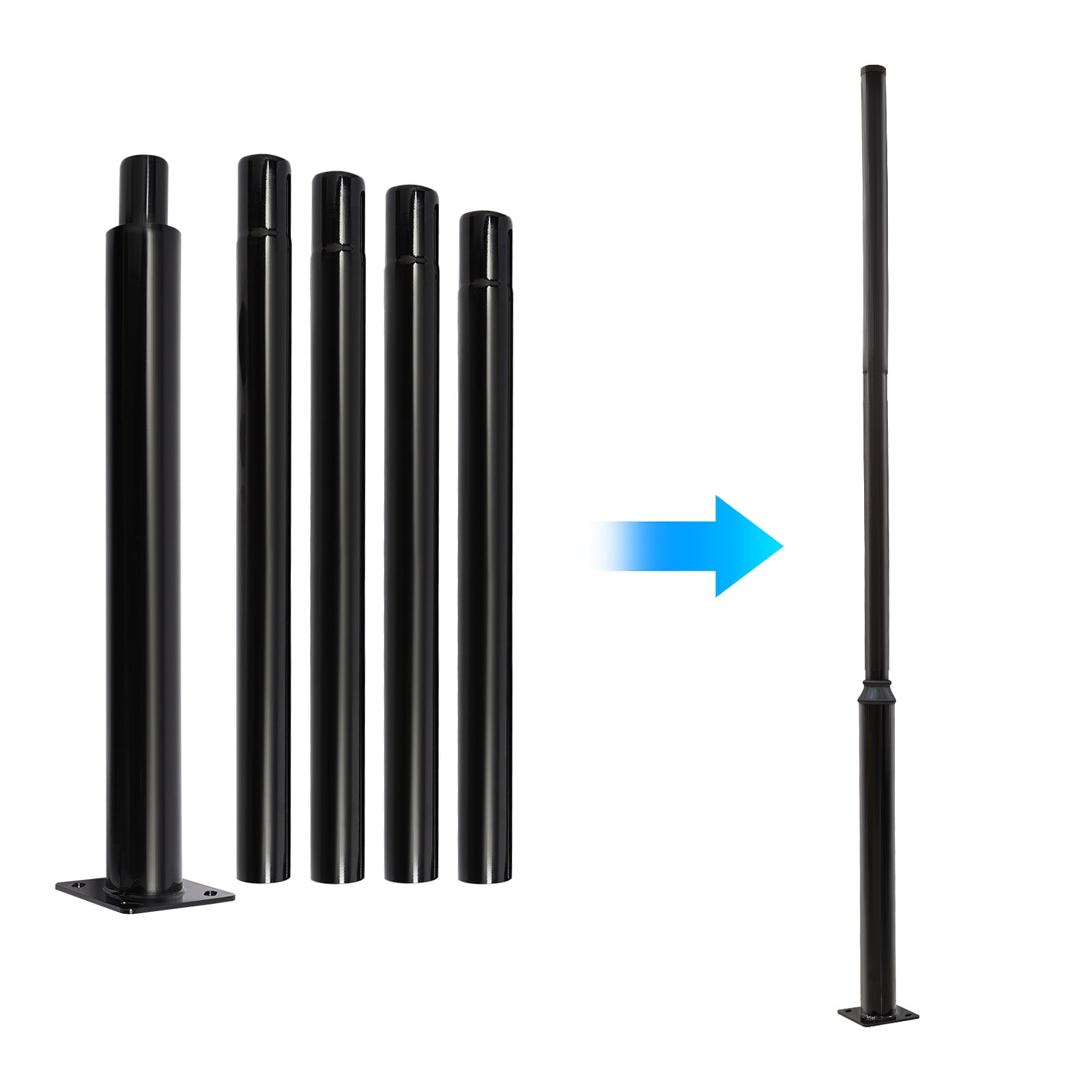 Portable Outdoor Light Pole with Foundation Frame, Heavy-Duty Street Light Pole Metal Street Lamp Post, Outdoor Street Courtyard Parking Lot Lighting Post for Street Lights, Garden Lights