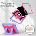 thumbnail image 3 of Allytechgroup Rugged Case for Apple iPad 9th 8th 7th Generation 10.2 inch 2021/2020/2019, Heavy Duty Protective Tablet Case with Kickstand, Pencil Holder & Detachable Shoulder Strap, Purple+Rose, 3 of 8