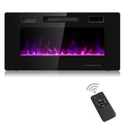 36" Electric Fireplace Insert, 750W/1500W LED Fireplace w/Remote Control, 8H Timer & 12 Flame Colors, Wall Mounted Fireplace, Fireplace Heater, Recessed Electric Fireplace for Home RV