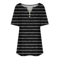 thumbnail image 2 of Pejock Women Plus Size Summer Pleated Ruffle Short Sleeve T-Shirt Loose Casual V-Neck Gradient Color Blouse T-shirt Tops Black B 3XL (US Size:14), 2 of 4