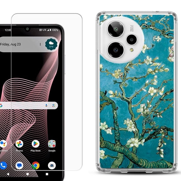 Phone Case for Cricket Icon Plus 2026, with Screen Protector, by OneToughShield - Almond Blossom