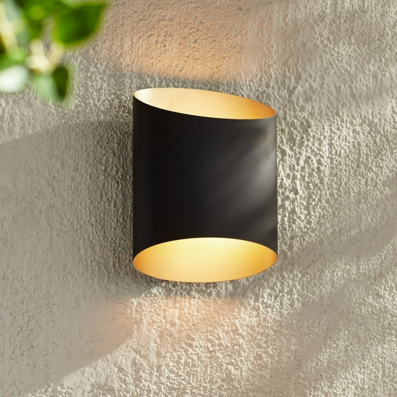 Possini Euro Design Everard 10" High Modern Outdoor Wall Light Fixture Mount Porch House LED Bulb Weatherproof Matte Black