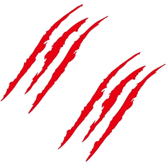2PCS Claw Mark Decals for Cars,Car Hood Decal Scratch Stripe Auto Headlight Decal Marks ，Waterproof Vinyl Headligh Sticker for Sports Cars, SUVs, Pickups, Motorcycles(Red)