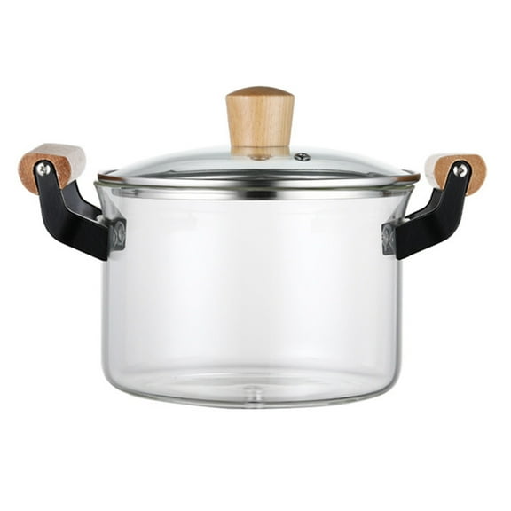Glass Pot with Lid, Dual Handle Clear Pot, Microwavable Glass Simmer Pot Heat Resistant Universal Glass Pots, Clear Pots for Cooking, for Cooking Soup Milk Porridge