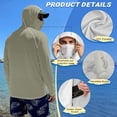 thumbnail image 5 of Bulopur Men’s Long Sleeve Fishing Hoodie with Face Cover, UV Protection Quick Dry Shirt in Solid Green for Camping, Lake Trips and Outdoor Activities, 5 of 8