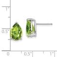 thumbnail image 2 of Real 14kt White Gold 10x7mm Pear Peridot Earrings; for Adults and Teens; for Women and Men, 2 of 2