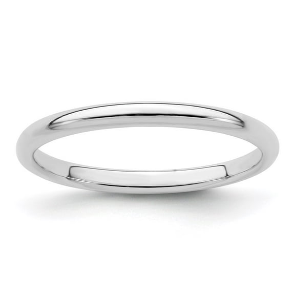 925 Sterling Silver 2mm Half-Round Band Size: 8; for Adults and Teens; for Women and Men