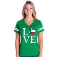 thumbnail image 1 of Womens Texas Flag Football V-Neck T-Shirt, 1 of 5