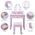 thumbnail image 3 of Eastvita Wooden Vanity Set with Mirror Light Makeup Table Stool, 3 of 4