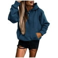 thumbnail image 5 of Daznico Women Casual Half Buttons Sweatshirt Hooded Strap Long Sleeve Loose Top Drawstring Hoodies with Pocket,Women's Hoodies & Sweatshirts-BU1-S, 5 of 7